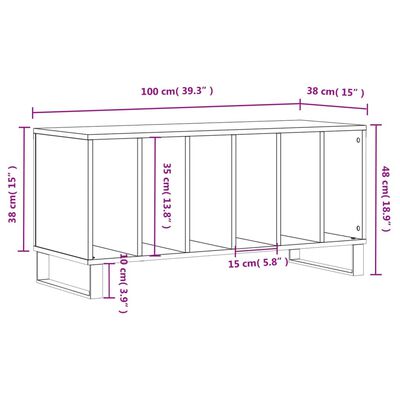 vidaXL Mueble discos madera contrachapada blanco brillo 100x38x48 cm