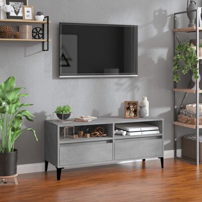 vidaXL Mueble de TV madera contrachapada gris hormigón 100x34,5x44,5cm