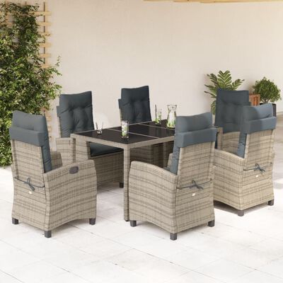 vidaXL Set comedor jardín 7 pzas y cojines ratán sintético gris