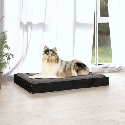 vidaXL Cama para perros madera maciza de pino negro 91,5x64x9 cm