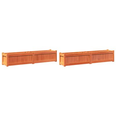 vidaXL Jardineras de exterior 2 uds madera maciza de pino marrón cera