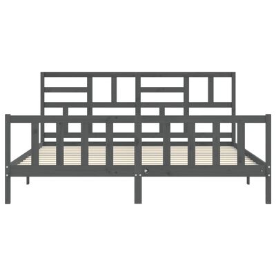 vidaXL Estructura de cama con cabecero madera maciza gris 200x200 cm