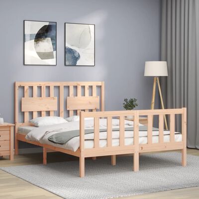 vidaXL Estructura de cama con cabecero madera maciza 140x200 cm