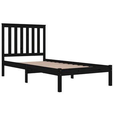 vidaXL Estructura de cama madera maciza de pino negro 75x190 cm