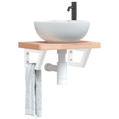 vidaXL Soportes estante de lavabo 2 unidades trapecio acero blanco