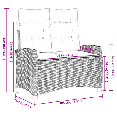 vidaXL Set de comedor jardín con cojines 4 pzas ratán sintético beige