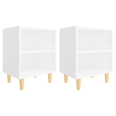 vidaXL Mesitas de noche patas madera maciza blanca 2 uds 40x30x50 cm