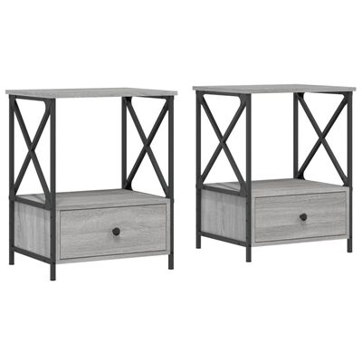 vidaXL Mesita de noche 2 uds madera ingeniería gris Sonoma 50x41x65 cm