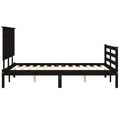 vidaXL Estructura de cama con cabecero madera maciza negro 120x200 cm