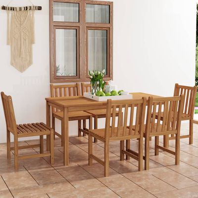 vidaXL Conjunto de comedor de jardín 7 piezas madera maciza de teca