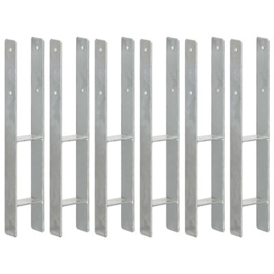 vidaXL Anclajes de valla 6 uds acero galvanizado plateado 9x6x60 cm