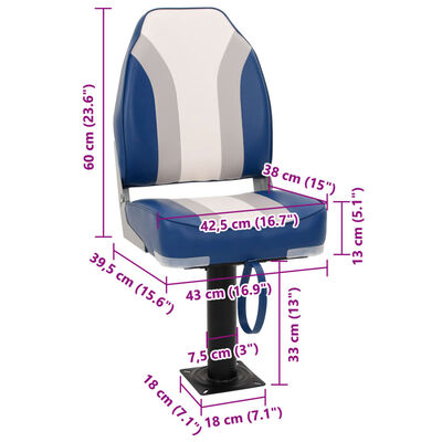 vidaXL Asiento para barco con pedestal giratorio 360°