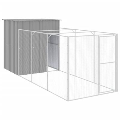 vidaXL Caseta perros corral acero galvanizado gris claro 165x455x181cm