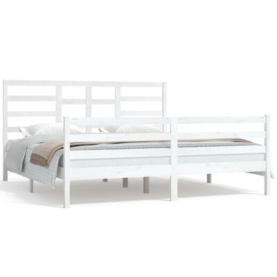 vidaXL Estructura de cama madera maciza blanco Supe King 180x200 cm