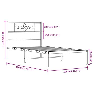 vidaXL Estructura cama sin colchón con cabecero metal blanco 100x190cm