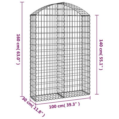 vidaXL Cesta gaviones forma arco hierro galvanizado 100x30x140/160 cm