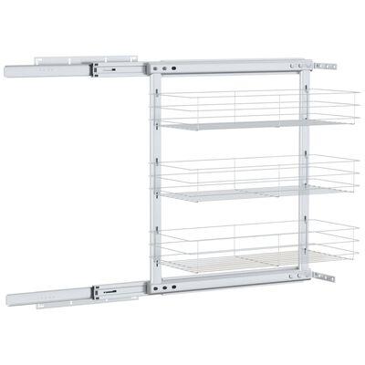 vidaXL Cesta de cocina extraíble 3 niveles plateada 47x25x56 cm