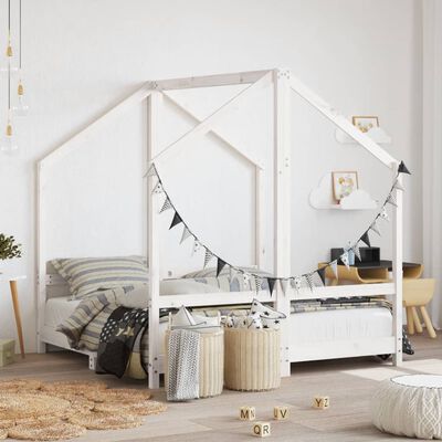 vidaXL Estructura de cama para niños madera de pino blanco 2x(70x140)