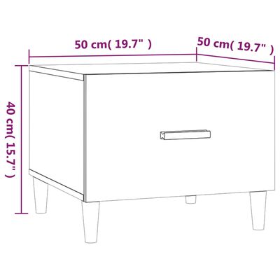 vidaXL Mesa de centro madera contrachapada blanco 50x50x40 cm