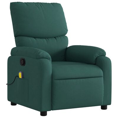 vidaXL Sillón de masaje reclinable de tela verde oscuro