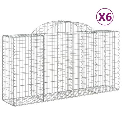 vidaXL Cestas de gaviones 6 uds forma de arco hierro 200x50x100/120 cm