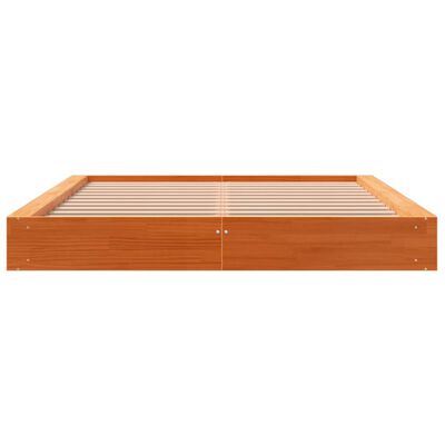 vidaXL Cama sin colchón madera maciza de pino marrón cera 160x200 cm