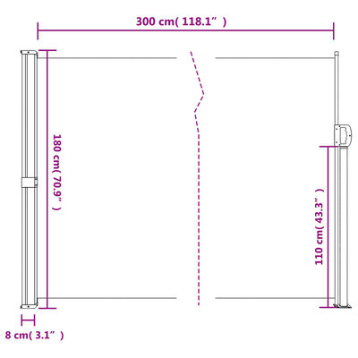 vidaXL Toldo lateral retráctil terracota 180x300 cm