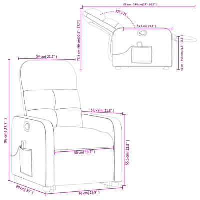 vidaXL Sillón reclinable de masaje elevable tela negro