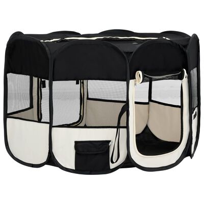 vidaXL Parque de perros plegable y bolsa transporte negro 110x110x58cm