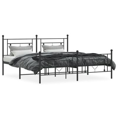 vidaXL Estructura de cama cabecero y estribo metal negro 183x213 cm