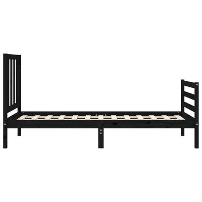 vidaXL Estructura de cama con cabecero madera maciza negro 100x200 cm