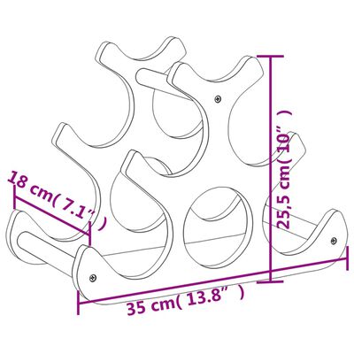 vidaXL Botellero para 6 botellas bambú 35x18x25,5 cm