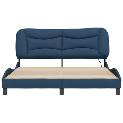 vidaXL Estructura de cama con luces LED tela azul 160x200 cm