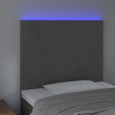 vidaXL Cabecero con luces LED terciopelo gris oscuro 100x5x118/128 cm