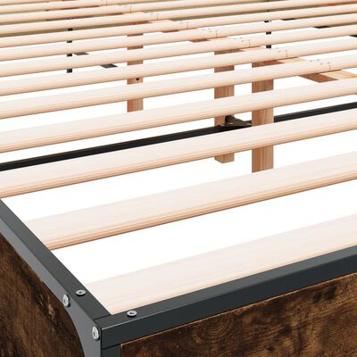 vidaXL Estructura cama madera ingeniería metal roble ahumado 140x190cm