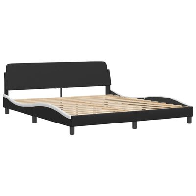 vidaXL Estructura de cama con cabecero cuero sintético negro y blanco