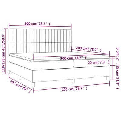 vidaXL Cama box spring con colchón tela marrón oscuro 200x200 cm