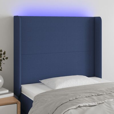 vidaXL Cabecero con LED de tela azul 93x16x118/128 cm