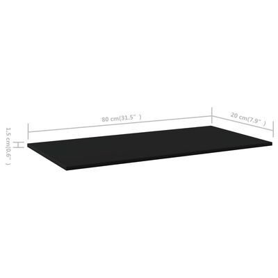 vidaXL Estantes para estantería 4 uds contrachapada negro 80x20x1,5 cm