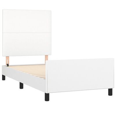 vidaXL Estructura de cama cabecero cuero sintético blanco 100x200 cm