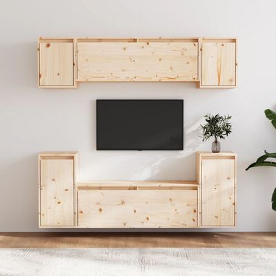 vidaXL Muebles para TV 6 piezas madera maciza de pino