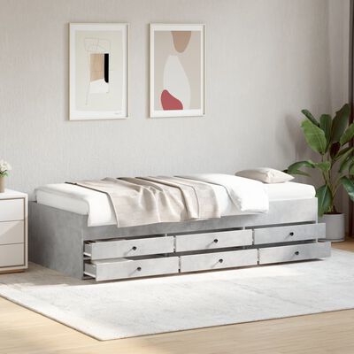 vidaXL Sofá cama con cajones sin colchón gris hormigón 75x190 cm