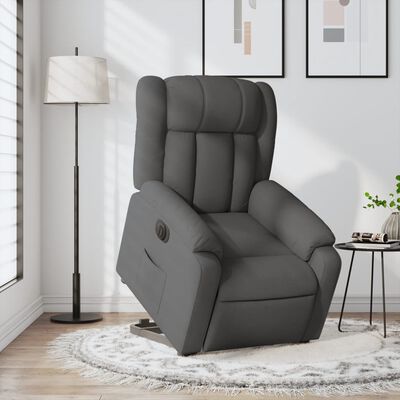 vidaXL Sillón eléctrico reclinable elevable de tela gris oscuro