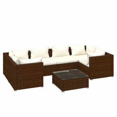 vidaXL Set muebles de jardín 7 piezas y cojines ratán sintético marrón