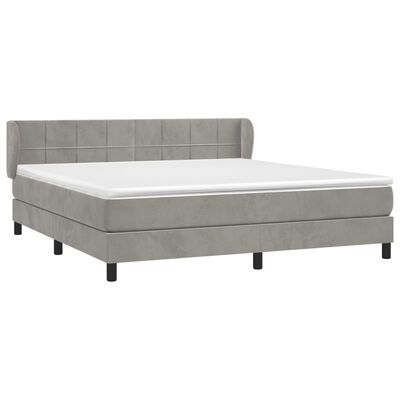 vidaXL Cama box spring con colchón terciopelo gris claro 180x200 cm