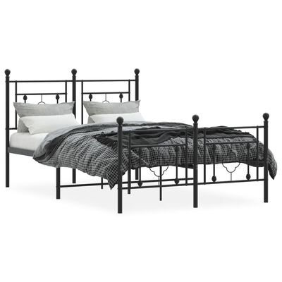 vidaXL Estructura de cama con cabecero y pie metal negro 120x190 cm