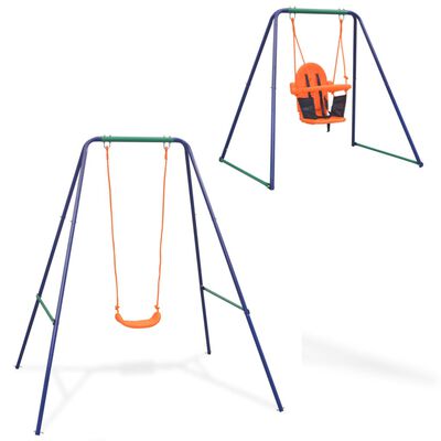 vidaXL Columpio individual y columpio para niños 2 en 1 naranja