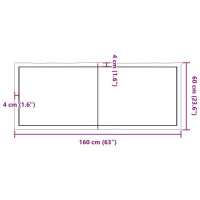 vidaXL Tablero mesa madera tratada borde natural marrón 160x60x(2-6)cm