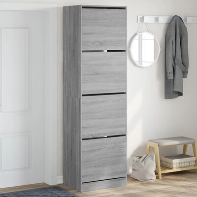 vidaXL Mueble zapatero 4 cajones abatibles gris Sonoma 60x42x204 cm