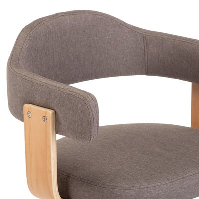 vidaXL Silla de comedor giratoria de madera curvada y tela gris taupe